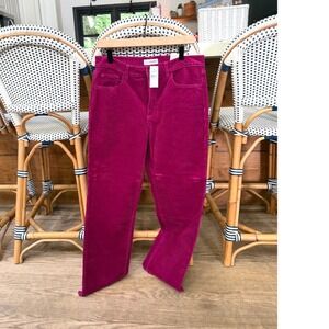 Loft The Straight High Rise Corduroy Pants Magenta Pink Size 30/10 NEW